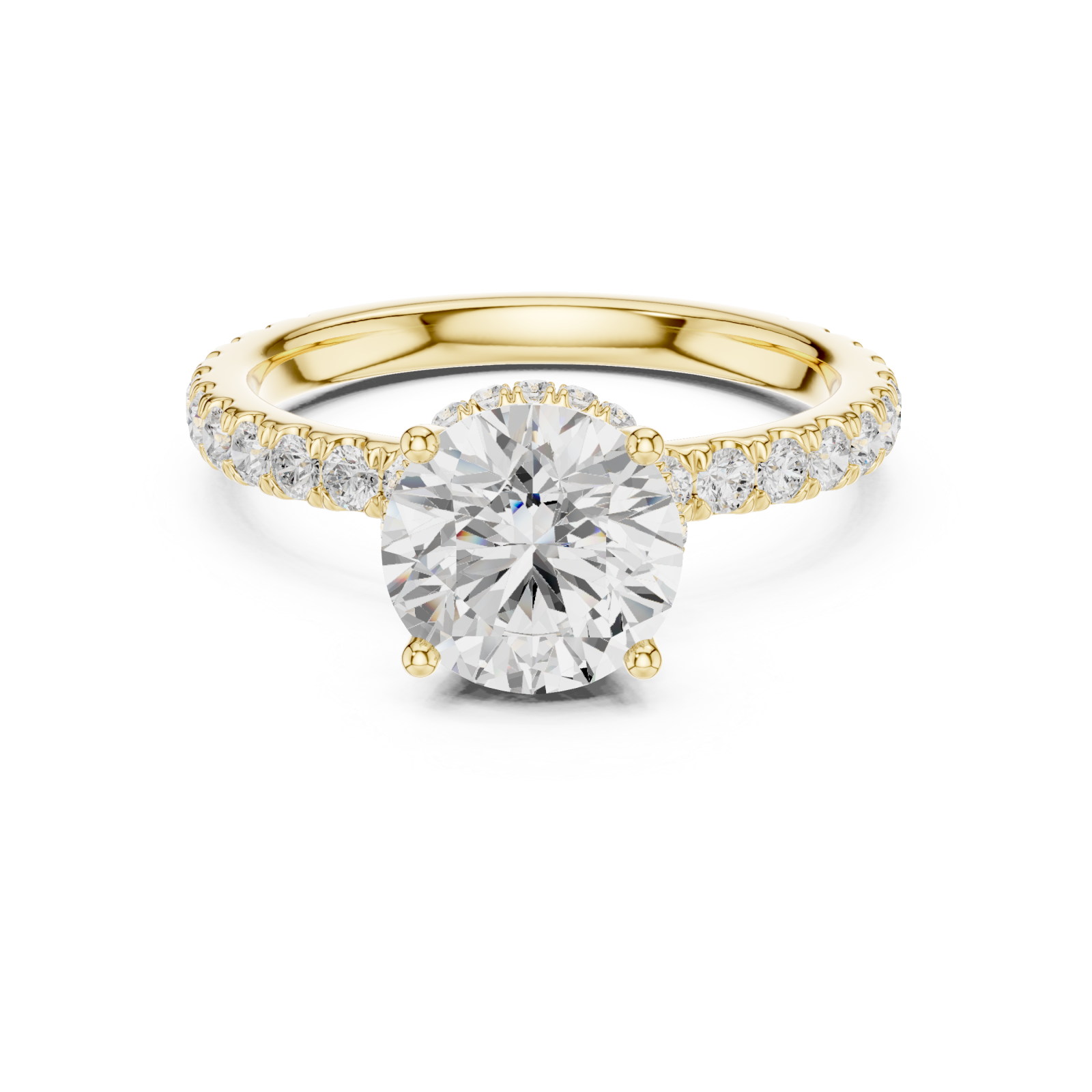  Gold Radiance Halo Statement Engagement Ring Front View