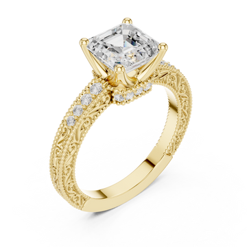 Gold Regal Crown Solitaire Ring Right View
