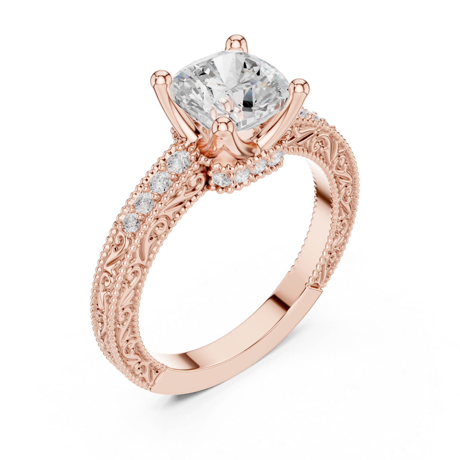  Rose Gold Regal Crest Solitaire Ring Right View