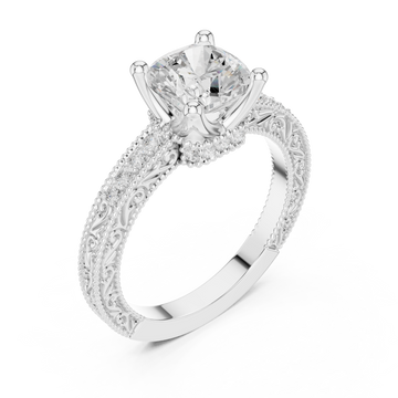  White Gold Regal Crest Solitaire Ring Right View