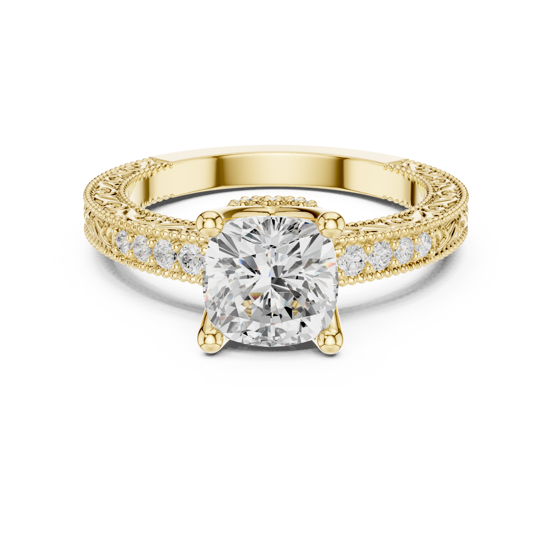 Gold Regal Crest Solitaire Ring Right View
