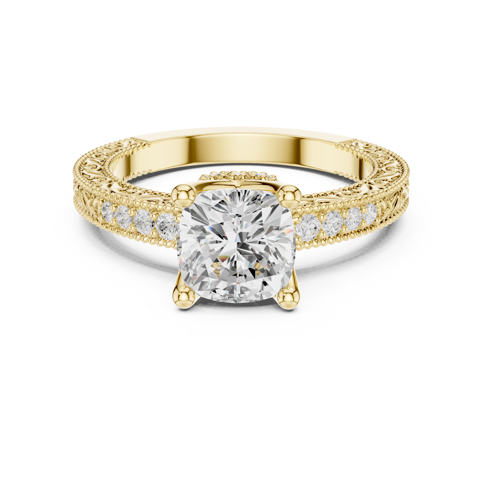  Gold Regal Crest Solitaire Ring Front View