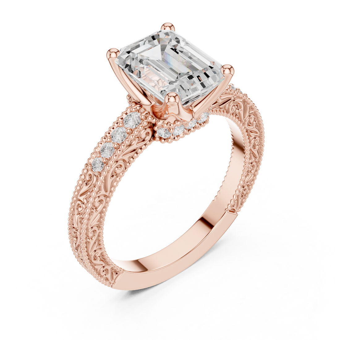  Rose Gold Regency Embellished Band Ring Right View