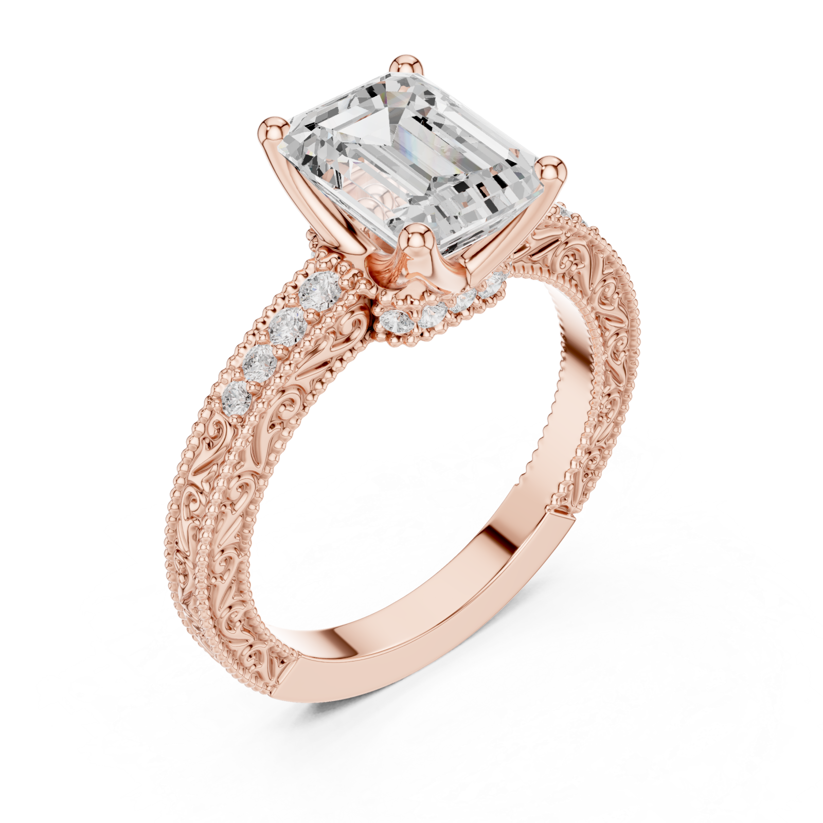  Rose Gold Regency Embellished Band Ring Right View