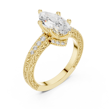 Gold Petal Flourish Halo Ring Right View