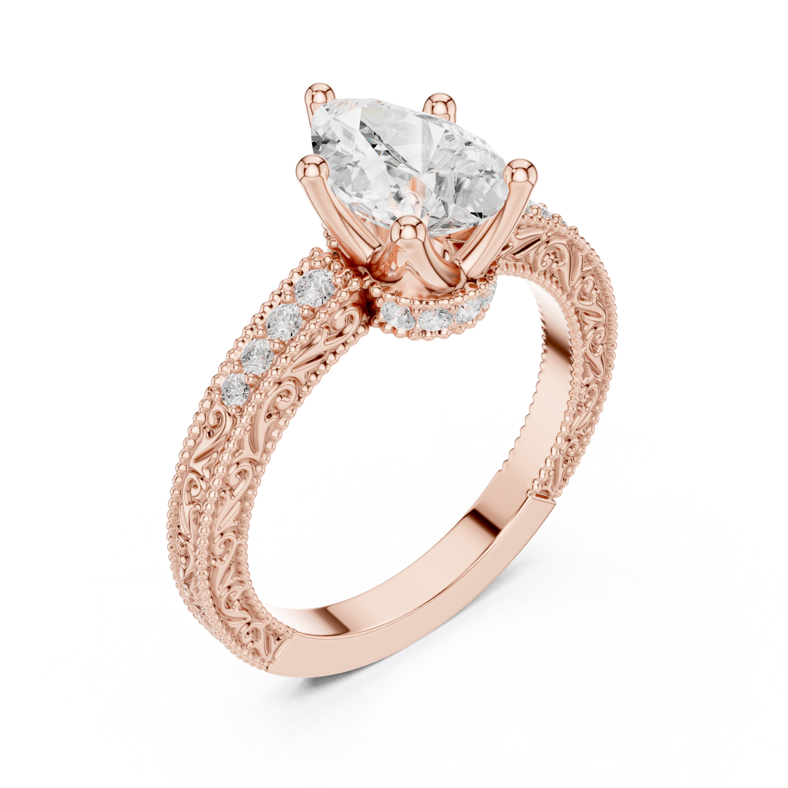  Rose Gold Eternal Petal Crown Ring Right View