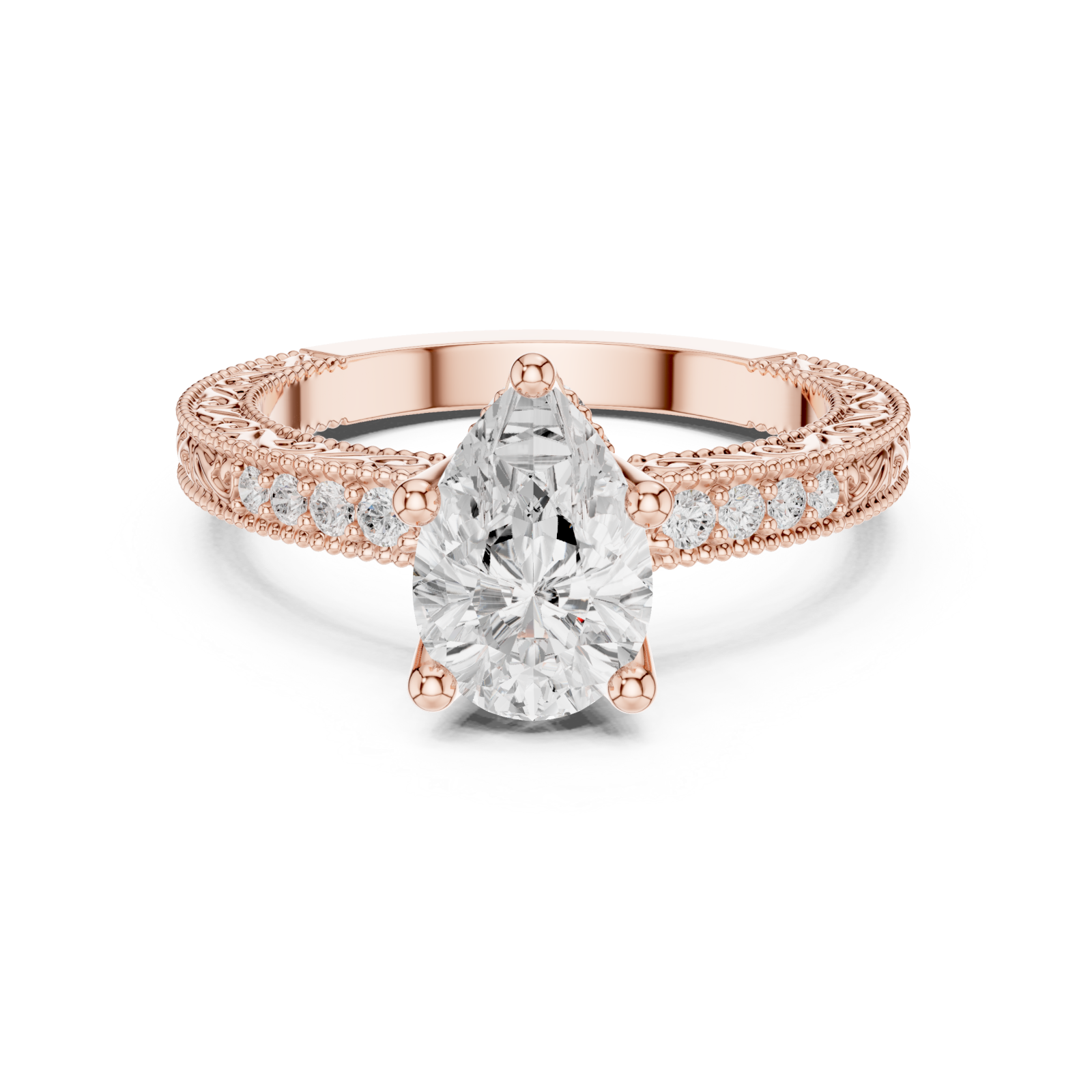  Rose Gold Eternal Petal Crown Ring Front View