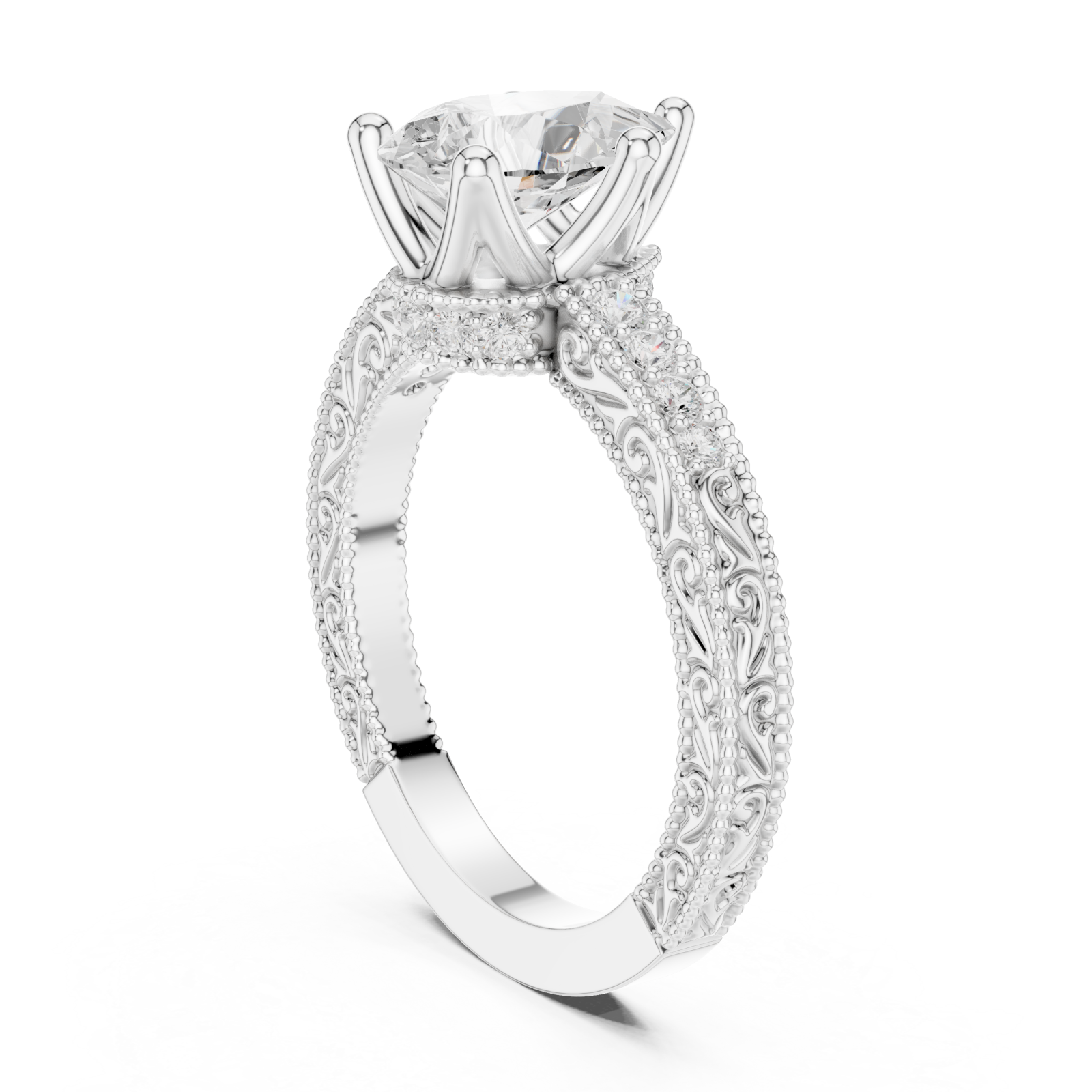  White Gold Eternal Petal Crown Ring Left View