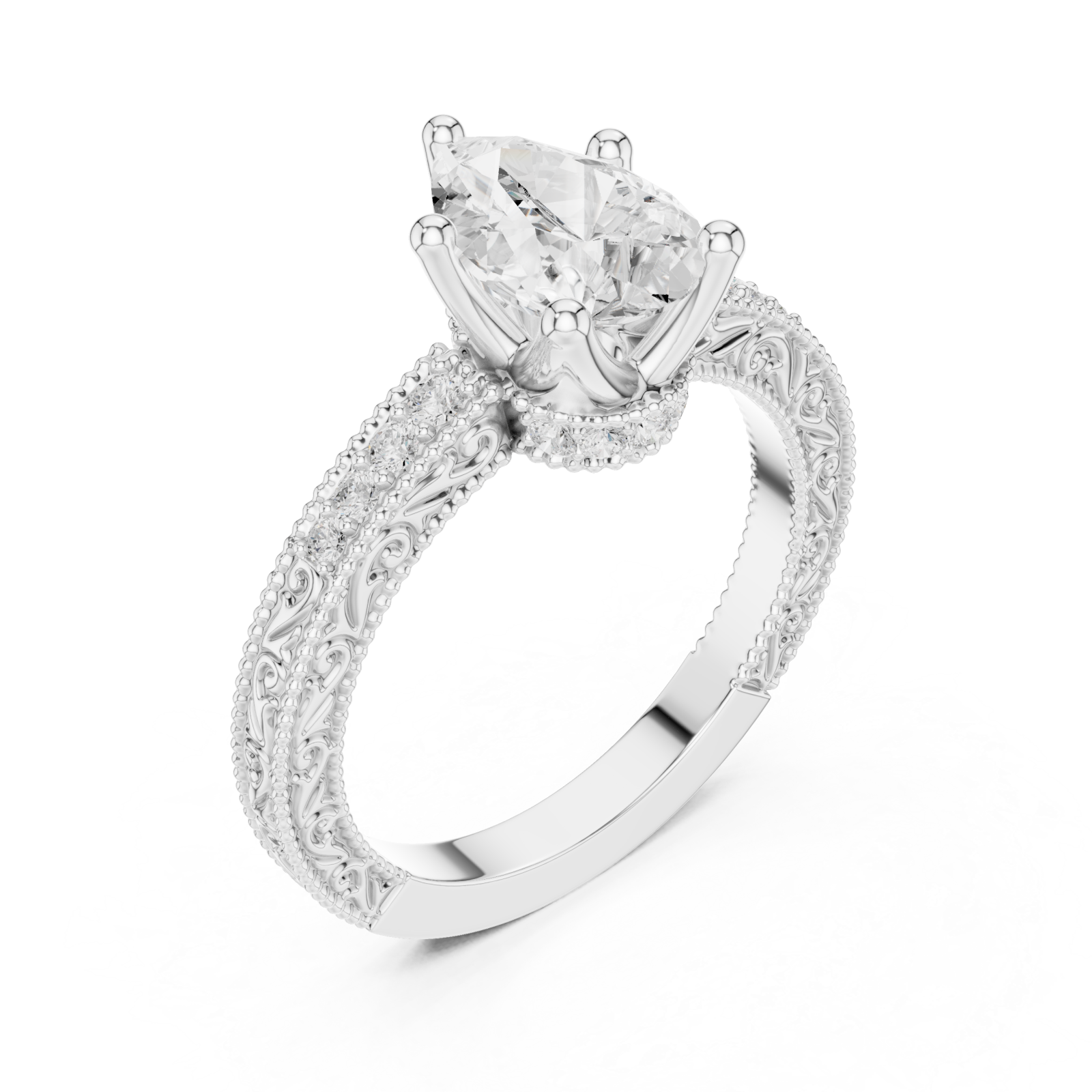  White Gold Eternal Petal Crown Ring Right View