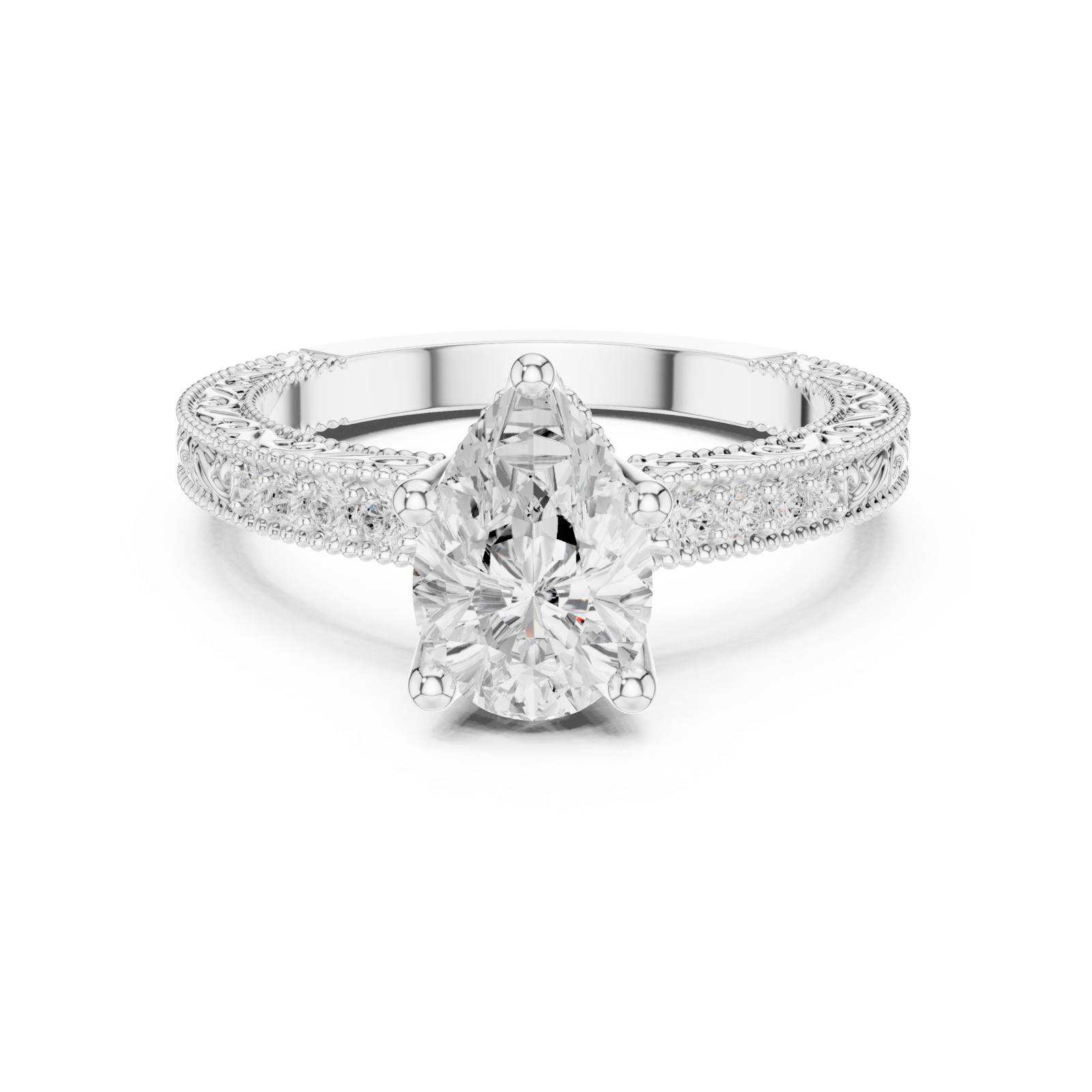  White Gold Eternal Petal Crown Ring Front View