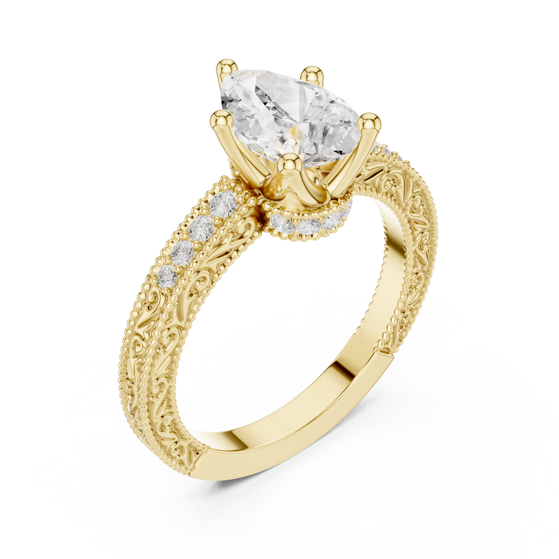 Gold Eternal Petal Crown Ring Right View