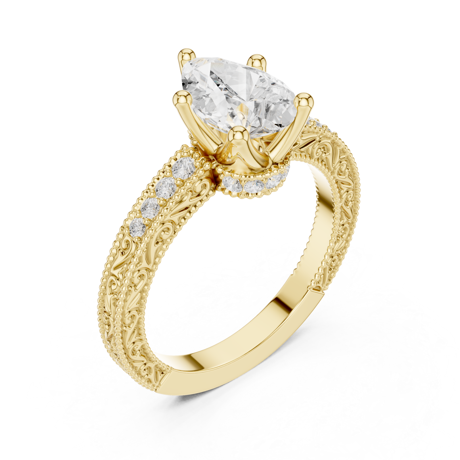 Gold Eternal Petal Crown Ring Right View