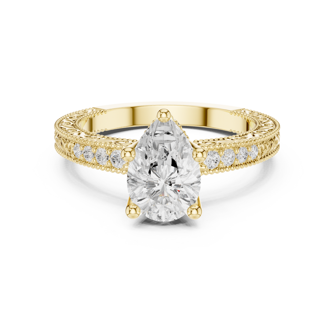 Gold Eternal Petal Crown Ring Right View