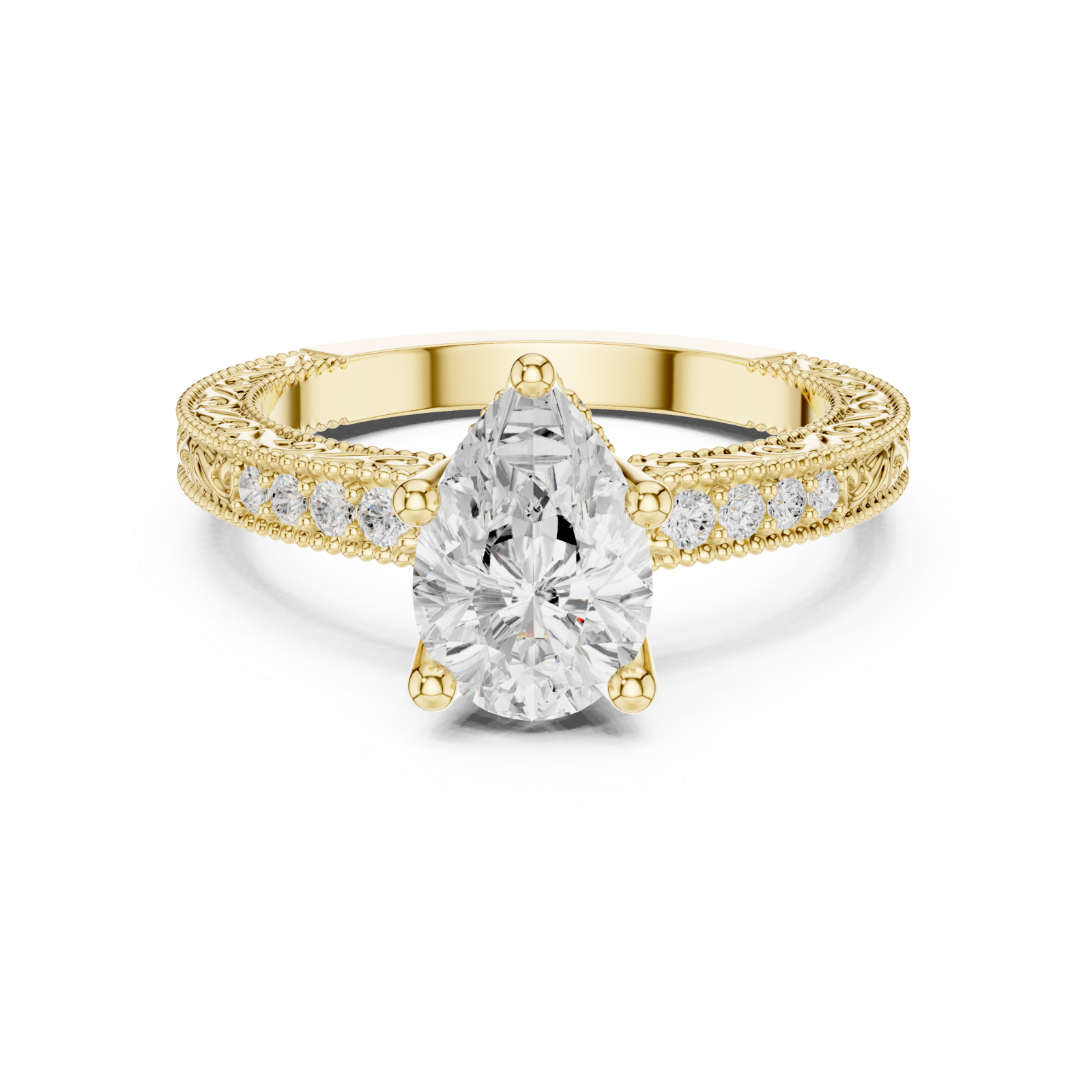  Gold Eternal Petal Crown Ring Front View