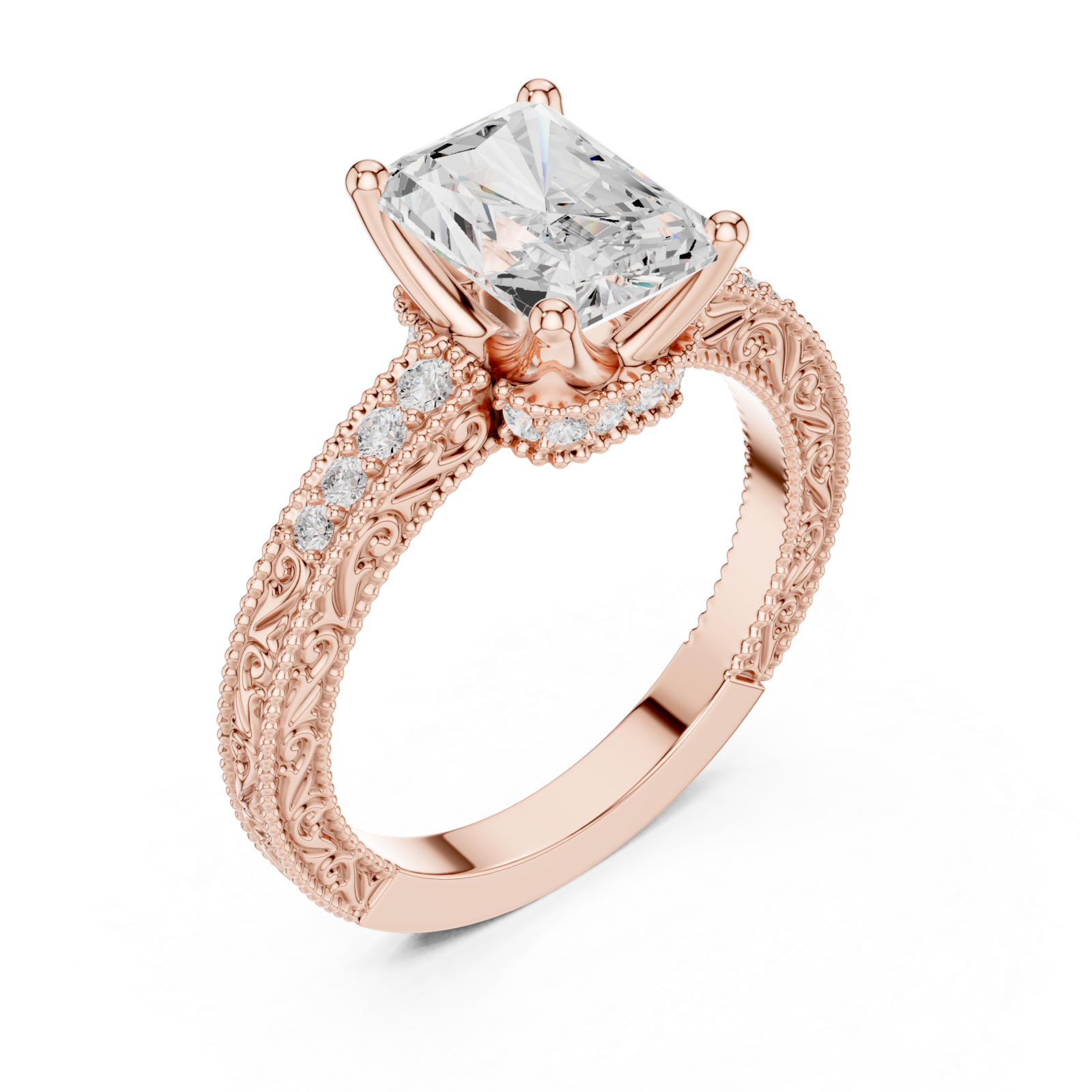  Rose Gold Heirloom Regal Embellished Band Ring Right View