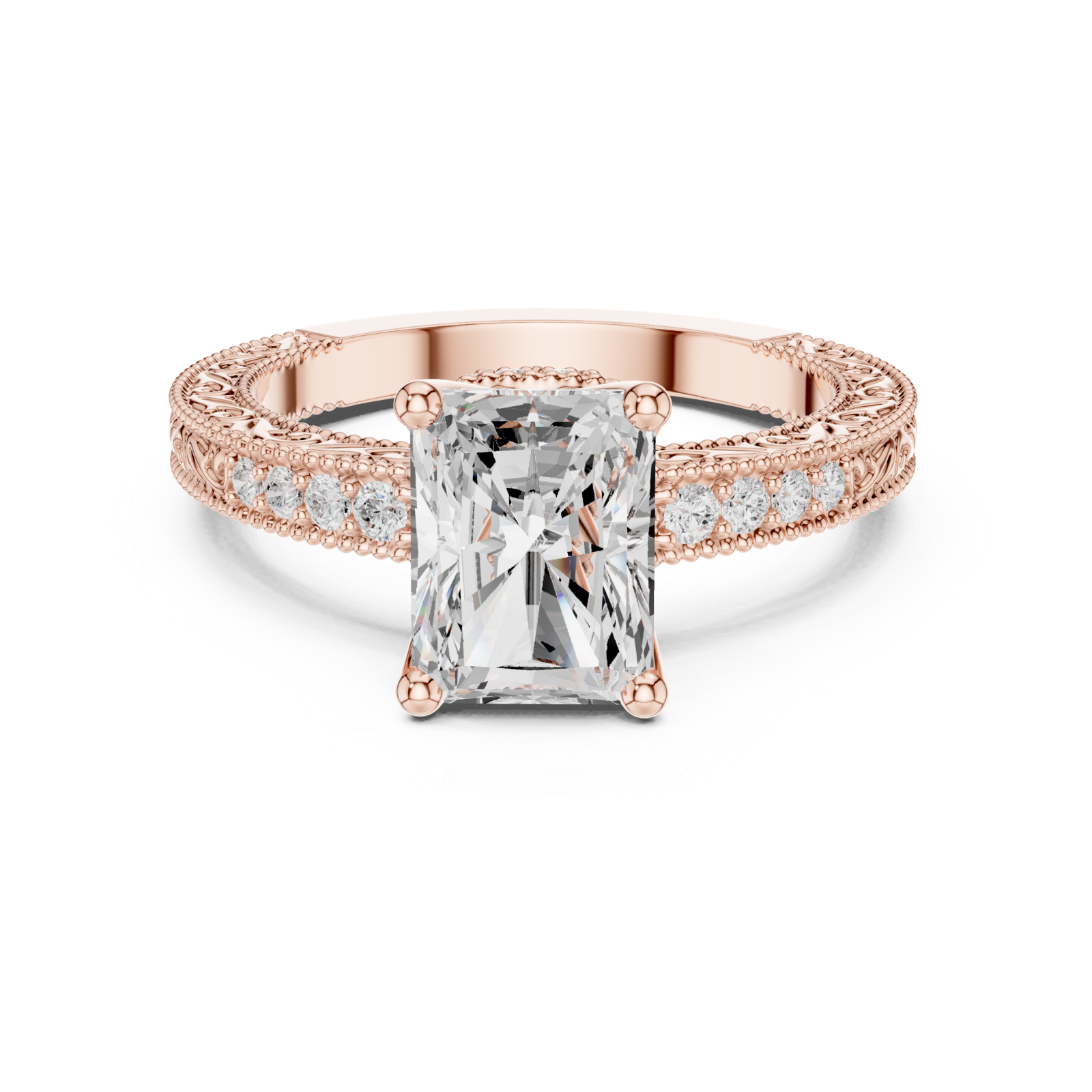  Rose Gold Heirloom Regal Embellished Band Ring Front View