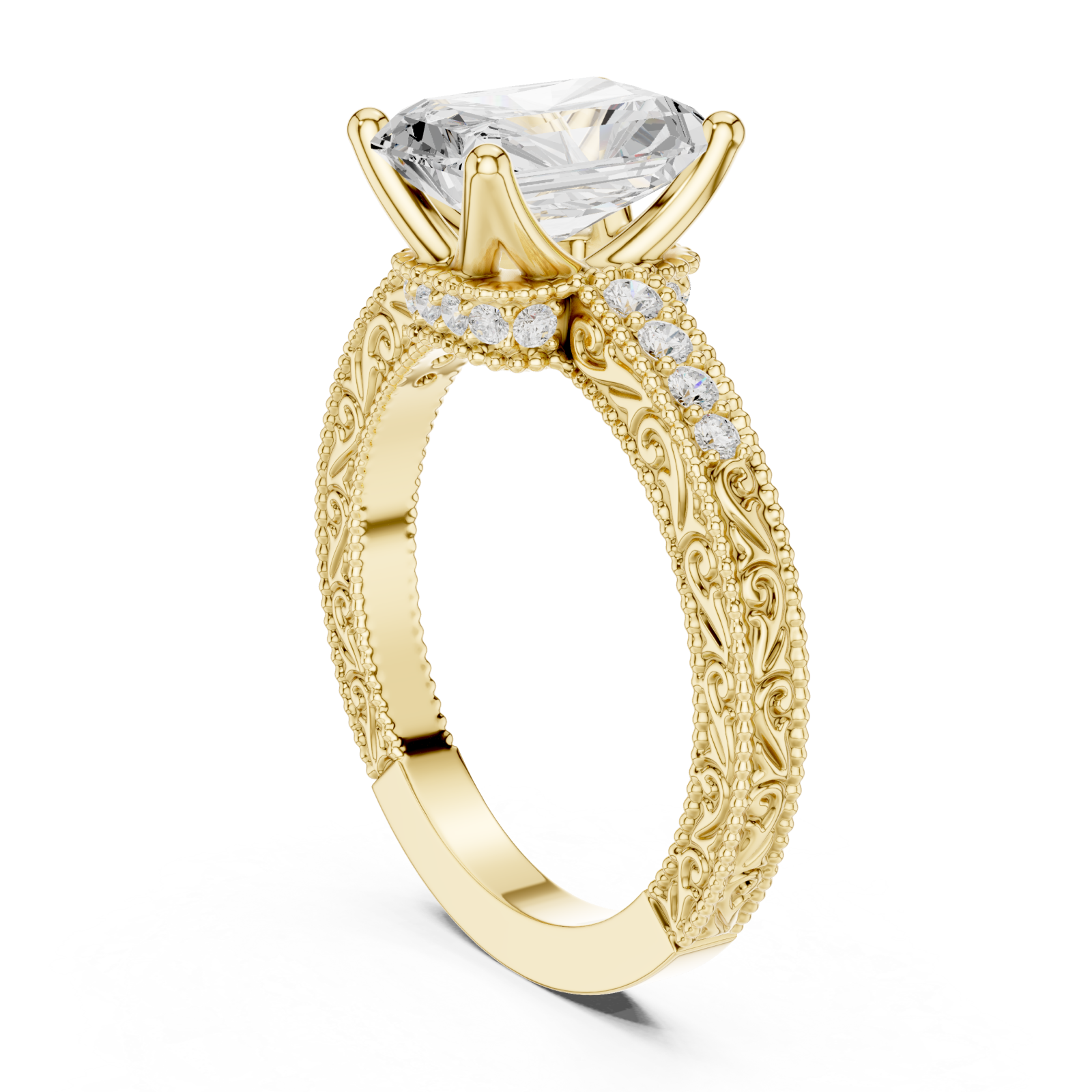  Gold Heirloom Regal Embellished Band Ring Left View