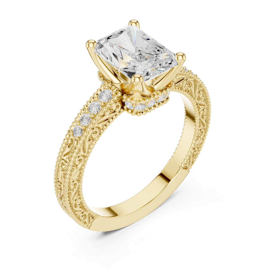 Gold Heirloom Regal Embellished Band Ring Right View