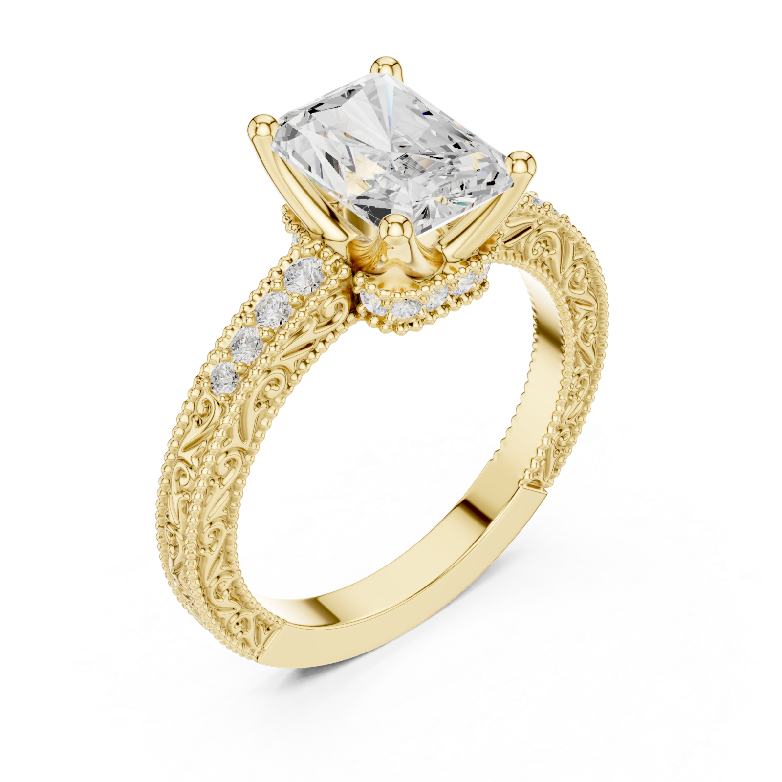 Gold Heirloom Regal Embellished Band Ring Right View