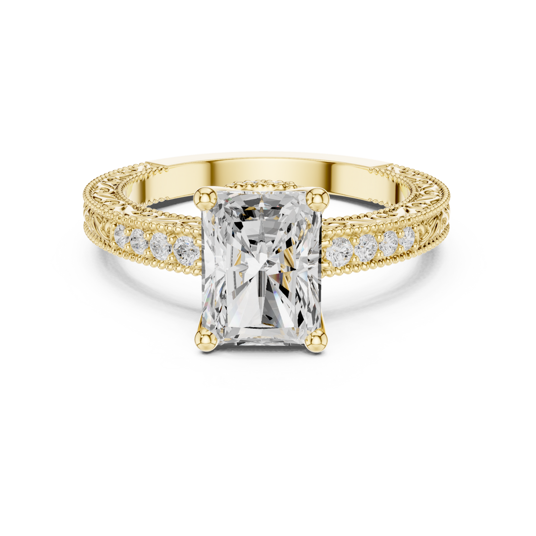 Gold Heirloom Regal Embellished Band Ring Right View