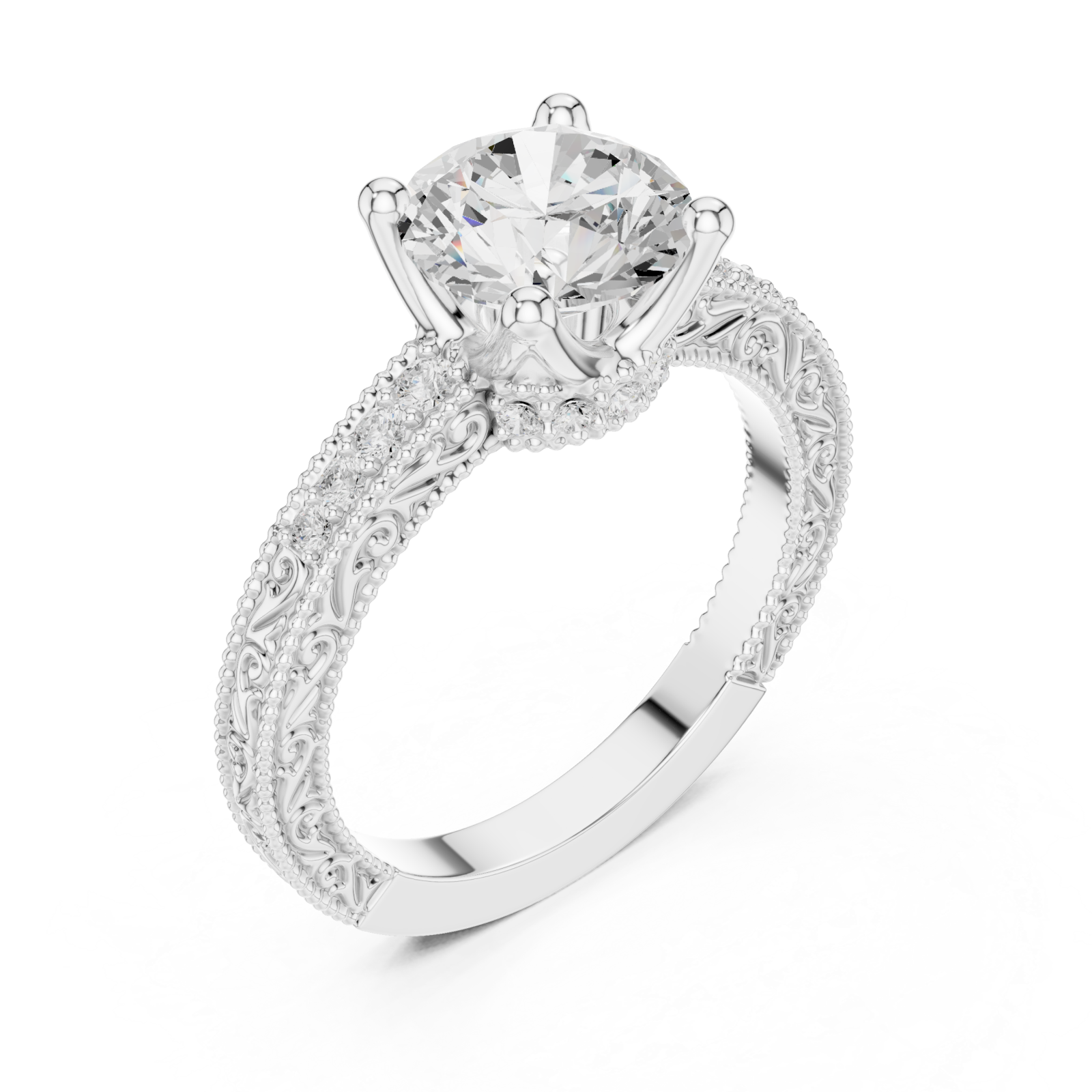 White Gold Crowned Majesty Halo Band Ring Right View