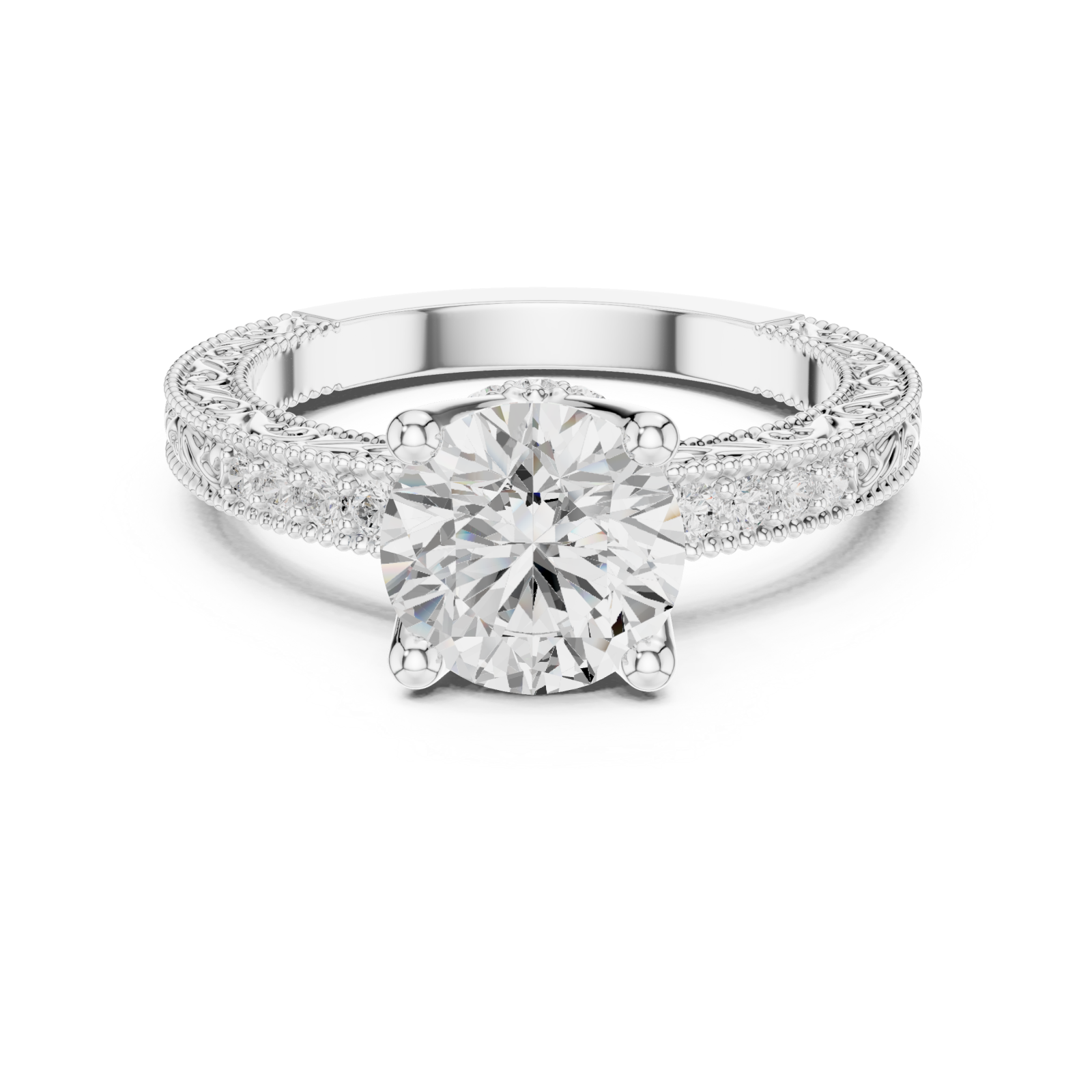  White Gold Crowned Majesty Halo Band Ring Front View