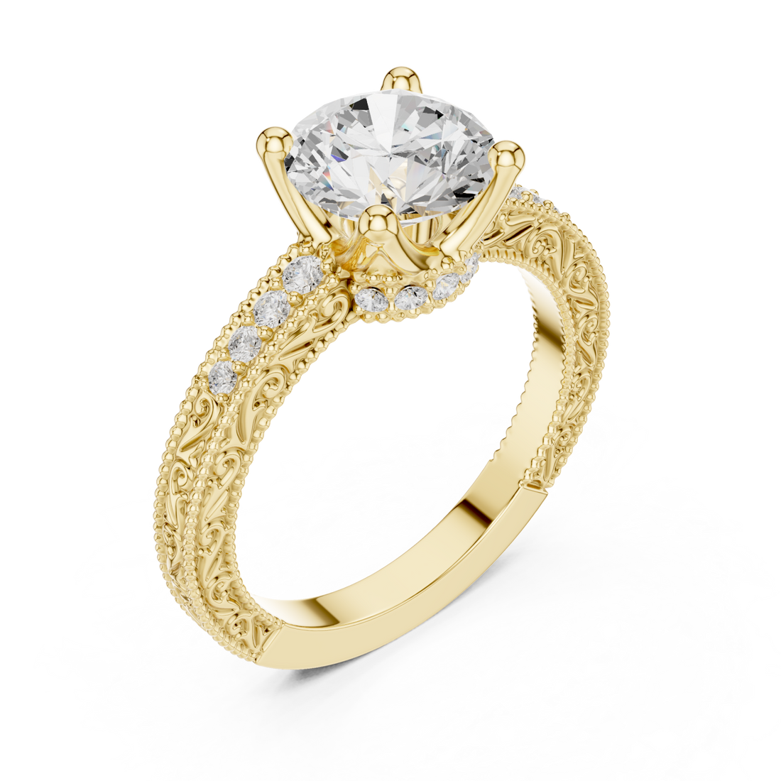 Gold Crowned Majesty Halo Band Ring Right View
