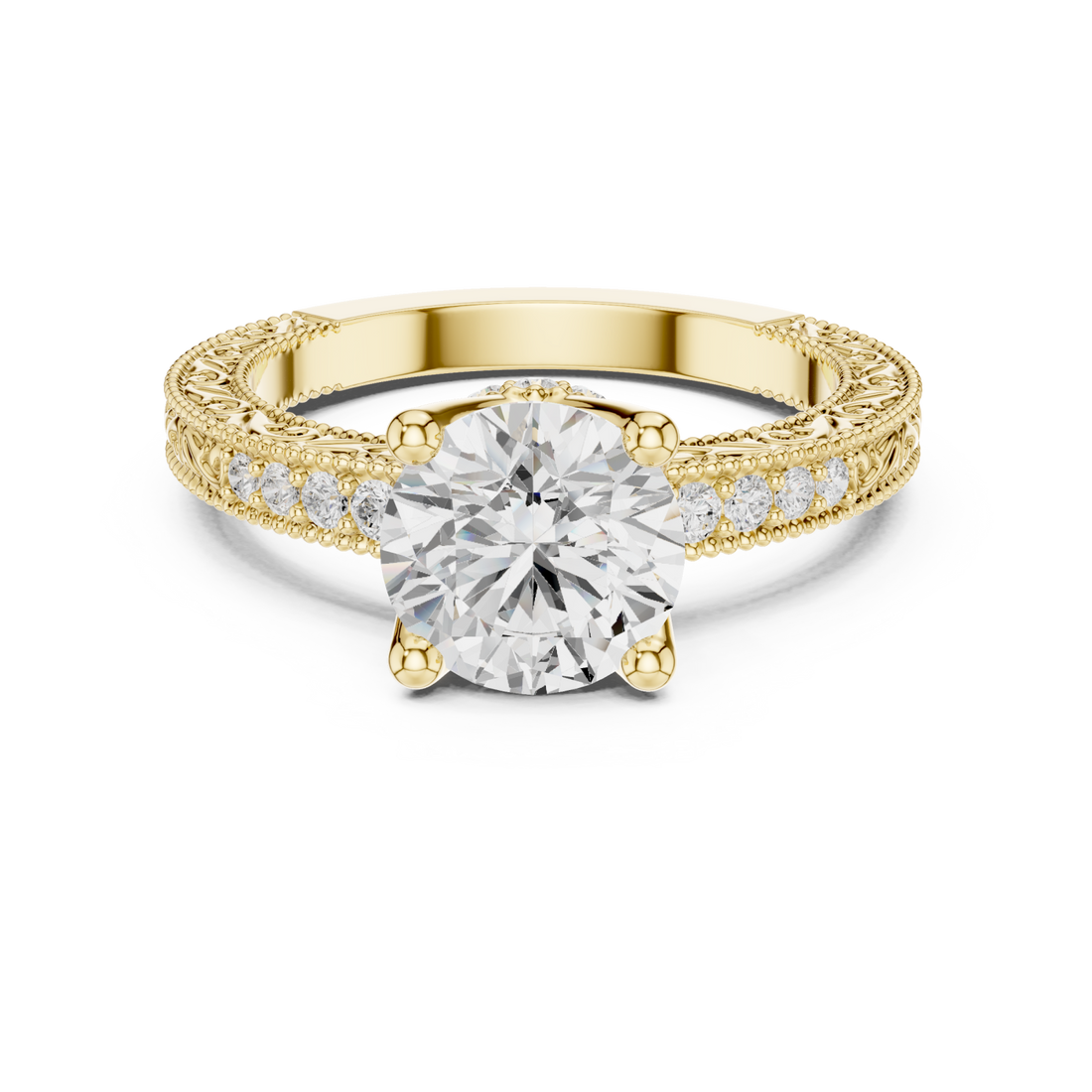 Gold Crowned Majesty Halo Band Ring Right View