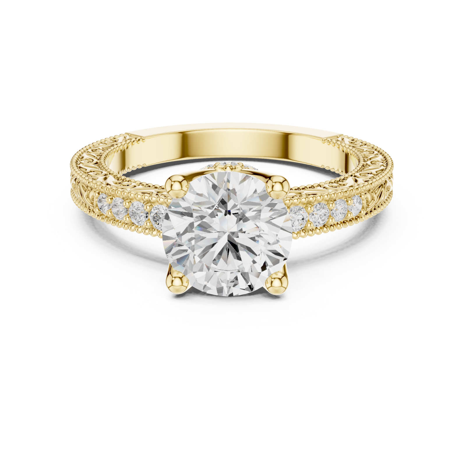  Gold Crowned Majesty Halo Band Ring Front View