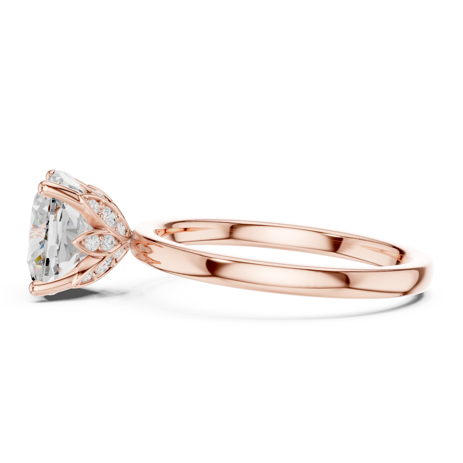  Rose Gold Timeless Radiance Solitaire Ring Side View