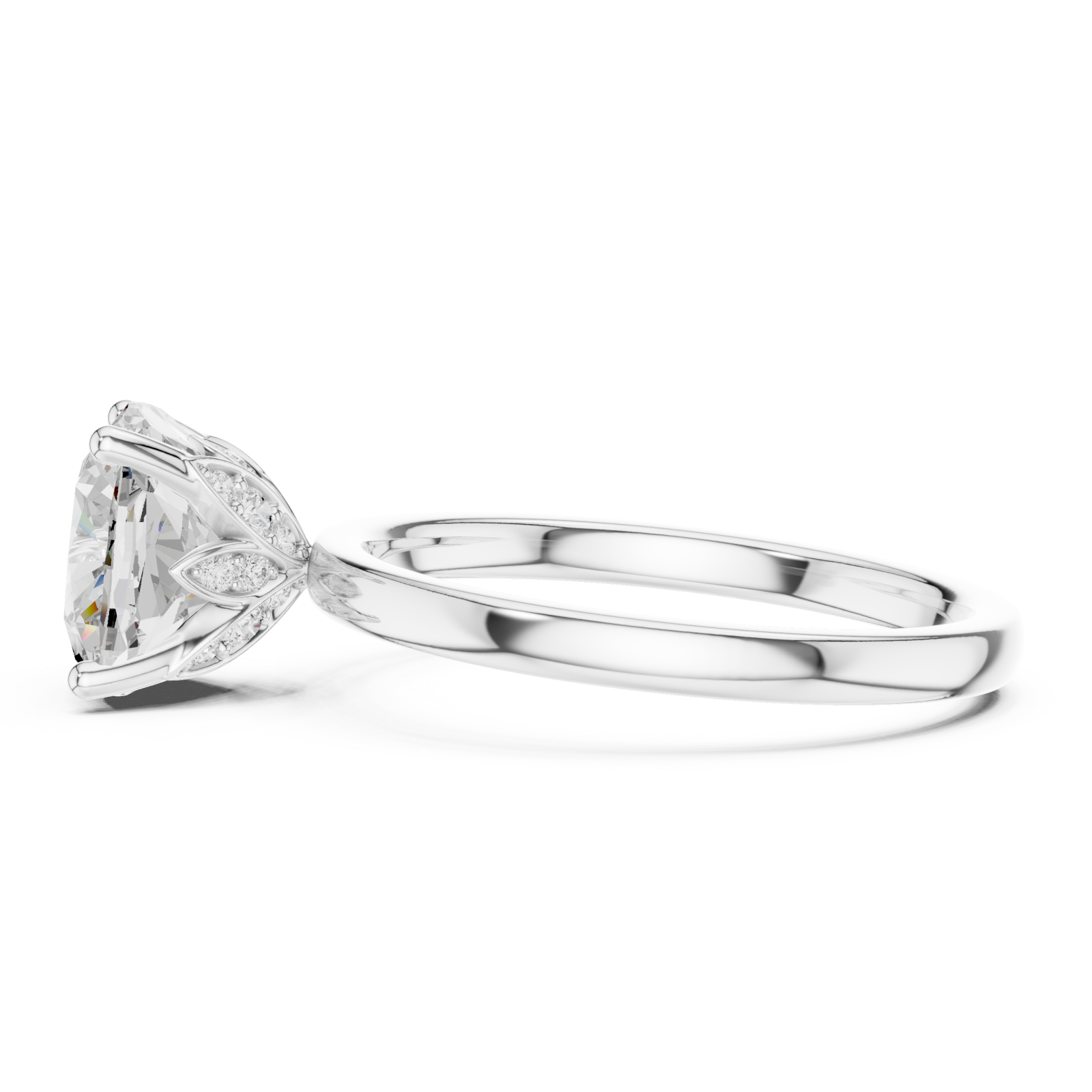  White Gold Timeless Radiance Solitaire Ring Side View