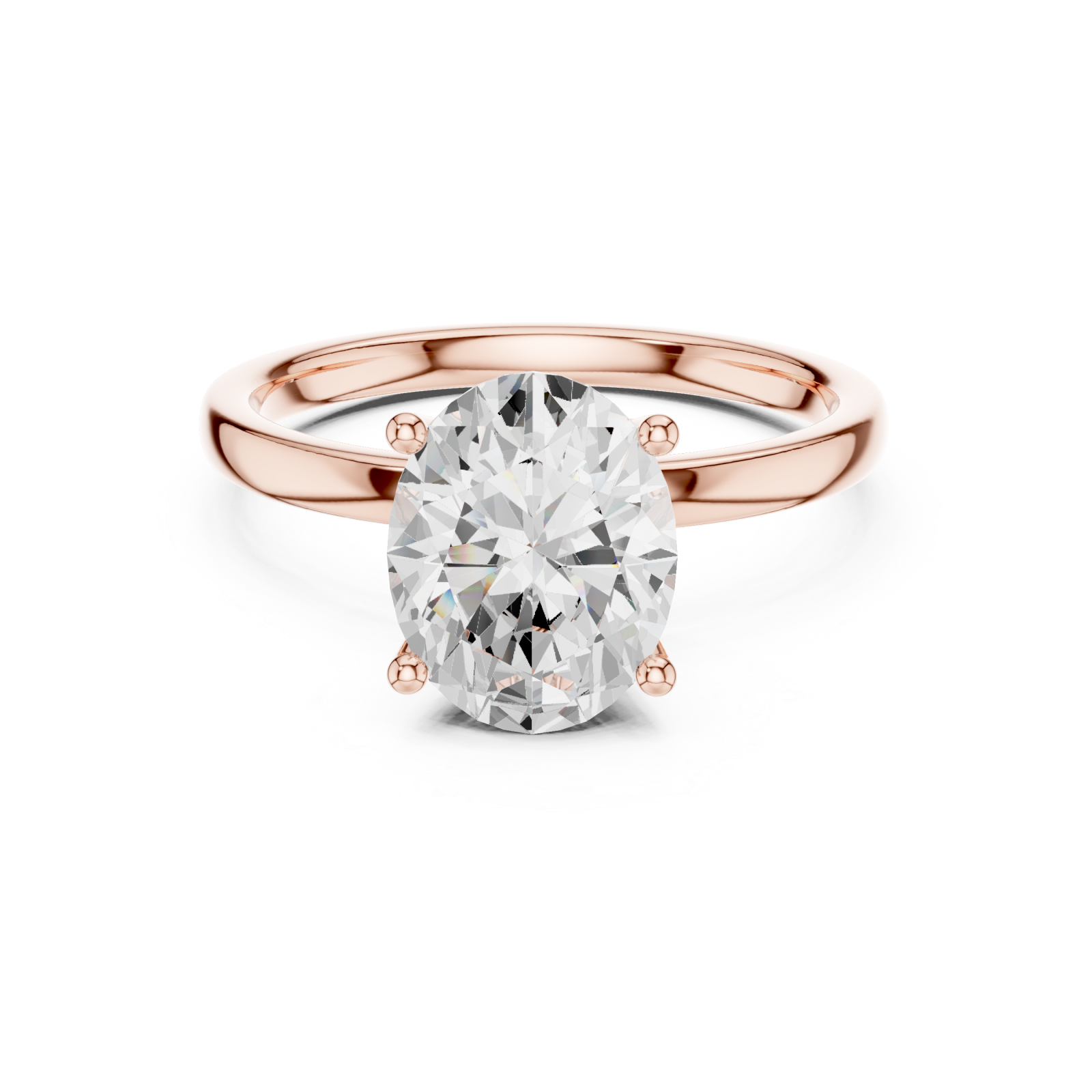  Rose Gold Radiance Halo Classic Oval Promise Ring Front View