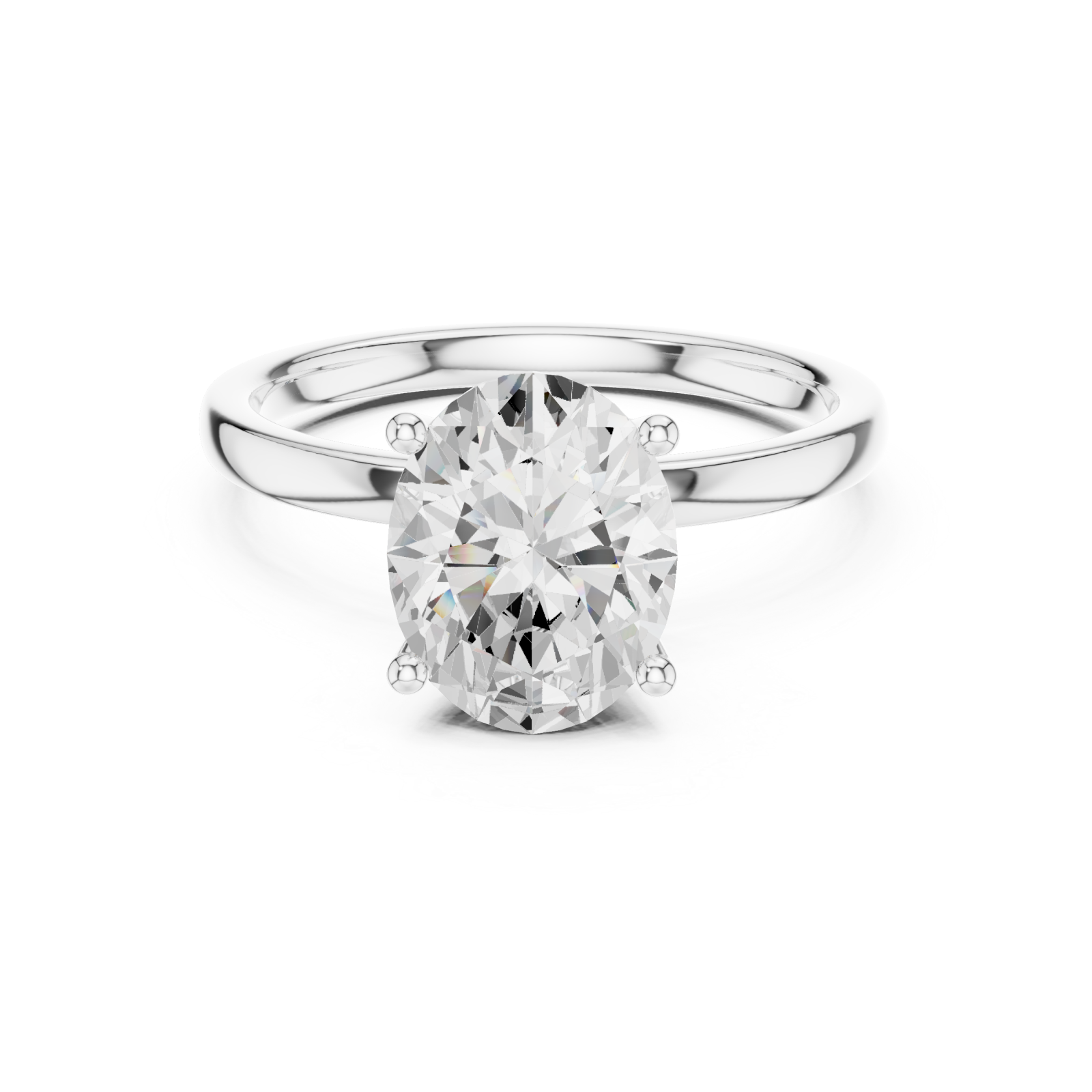  White Gold Radiance Halo Classic Oval Promise Ring Front View