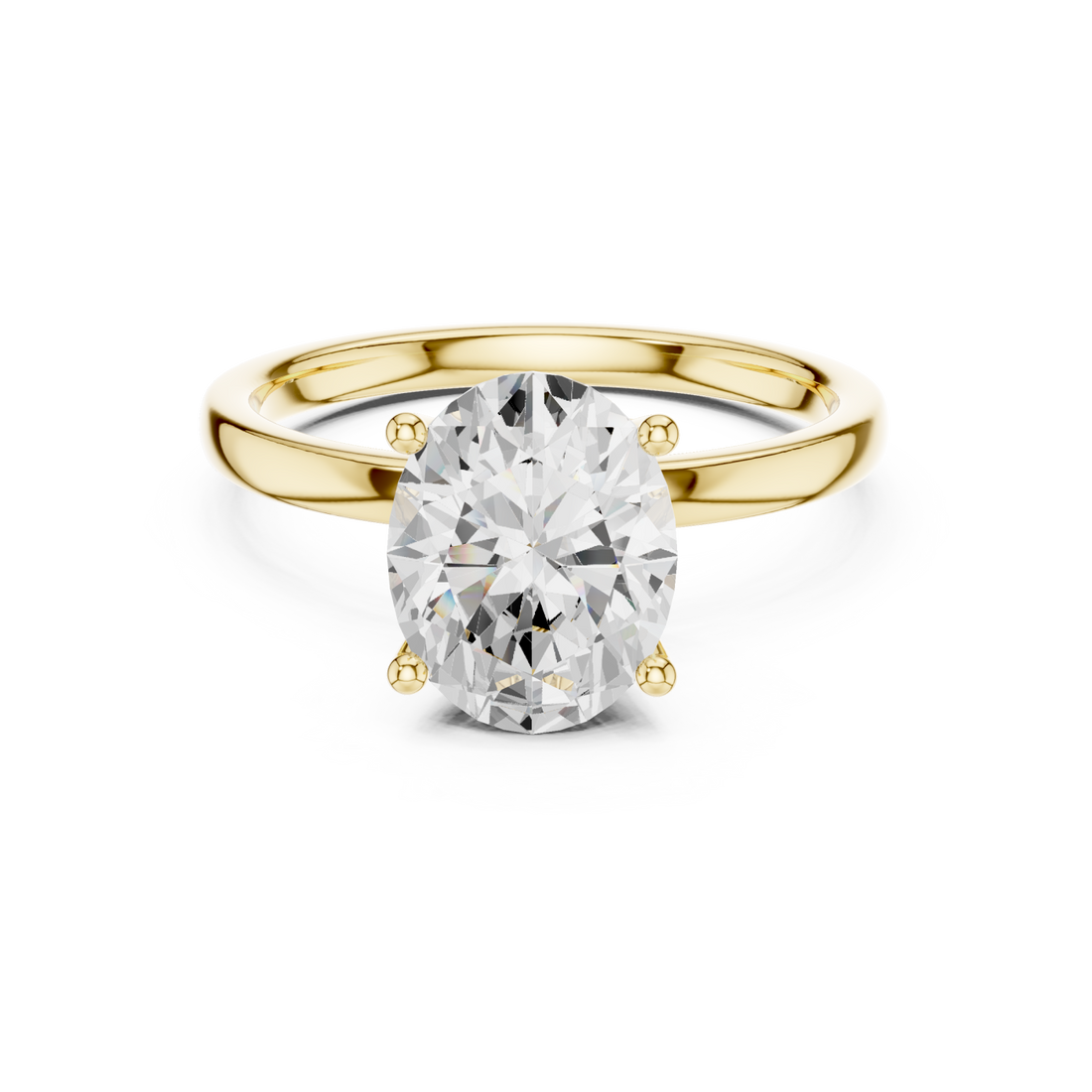  Gold Radiance Halo Classic Oval Promise Ring Front View