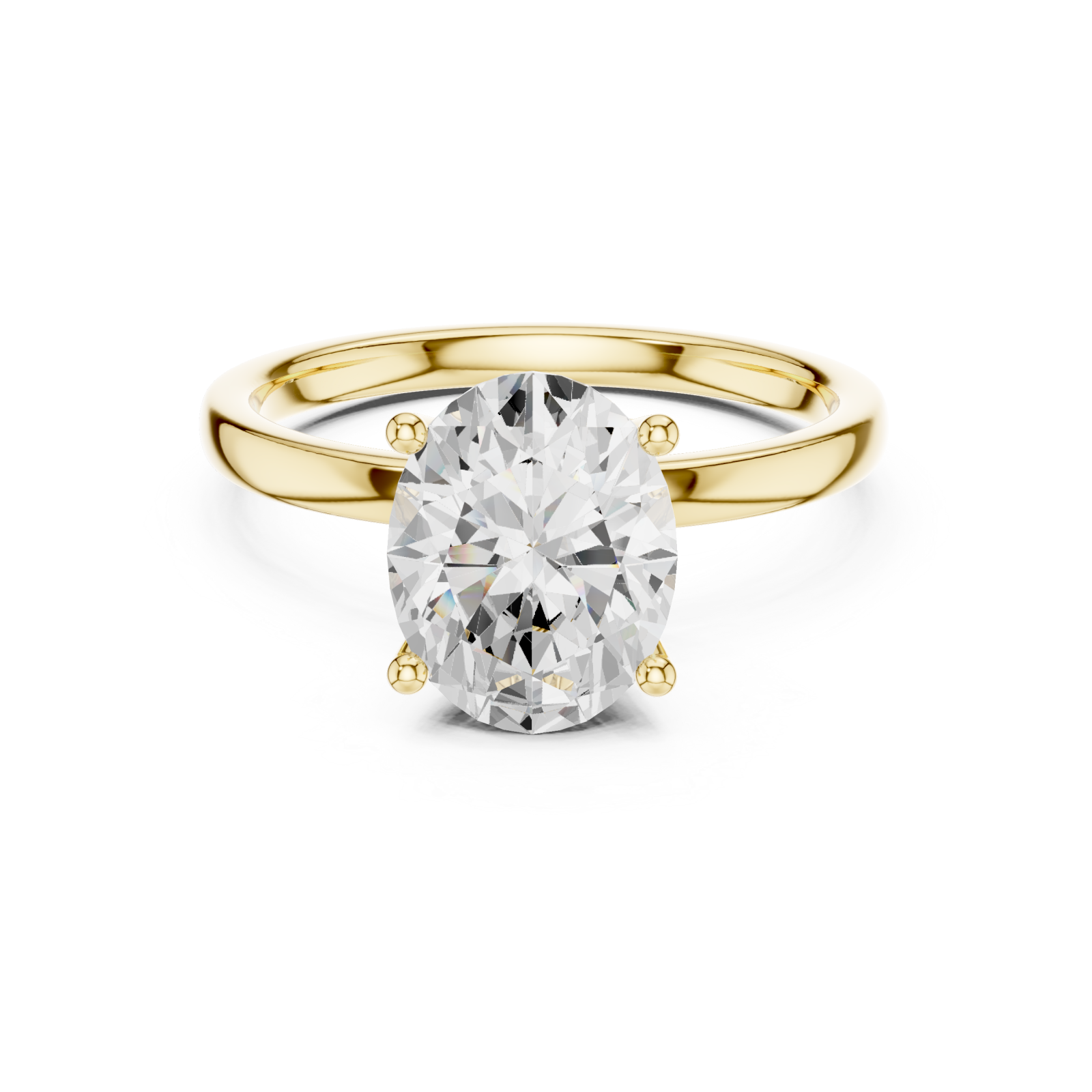 Gold Radiance Halo Classic Oval Promise Ring Front View