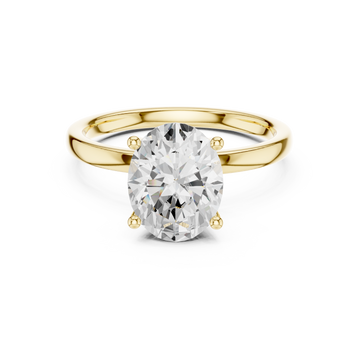  Gold Radiance Halo Classic Oval Promise Ring Front View