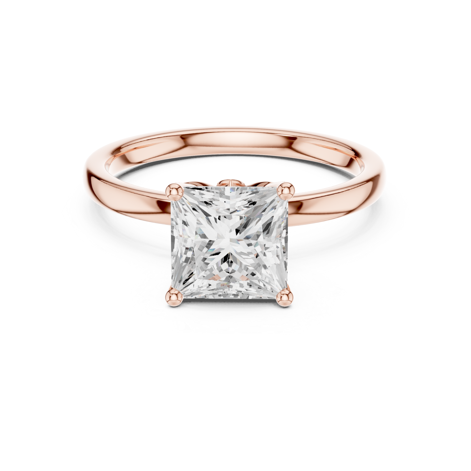  Rose Gold Pristine Majesty Solitaire Ring Front View
