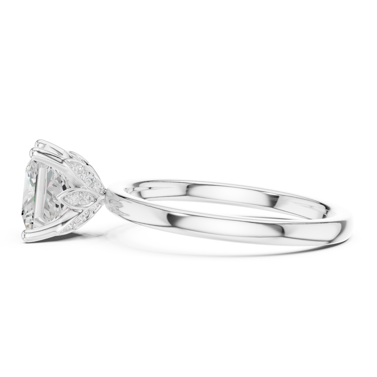  White Gold Pristine Majesty Solitaire Ring Side View