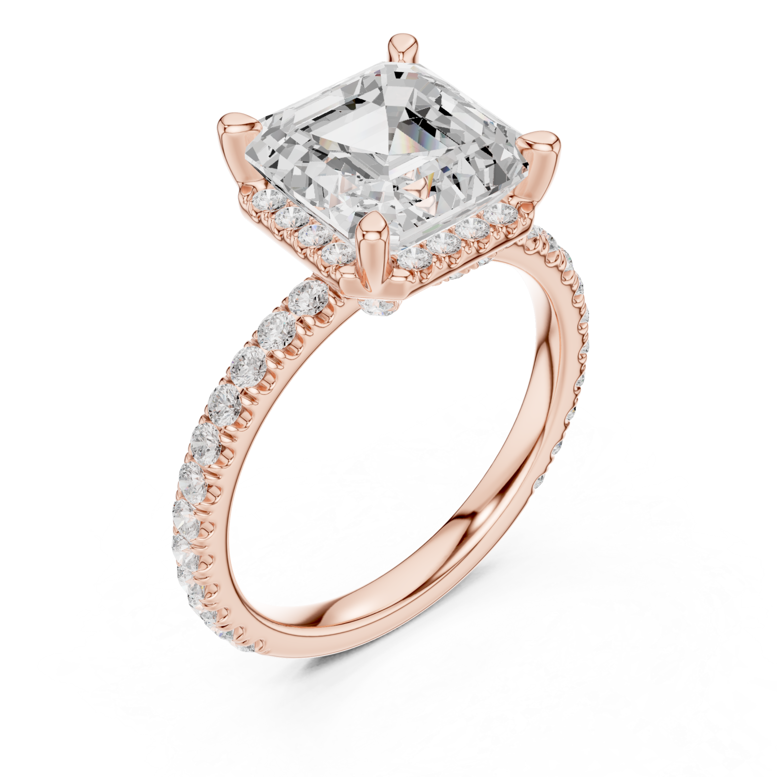  Rose Gold Lustrous Grandeur Halo Ring Right View