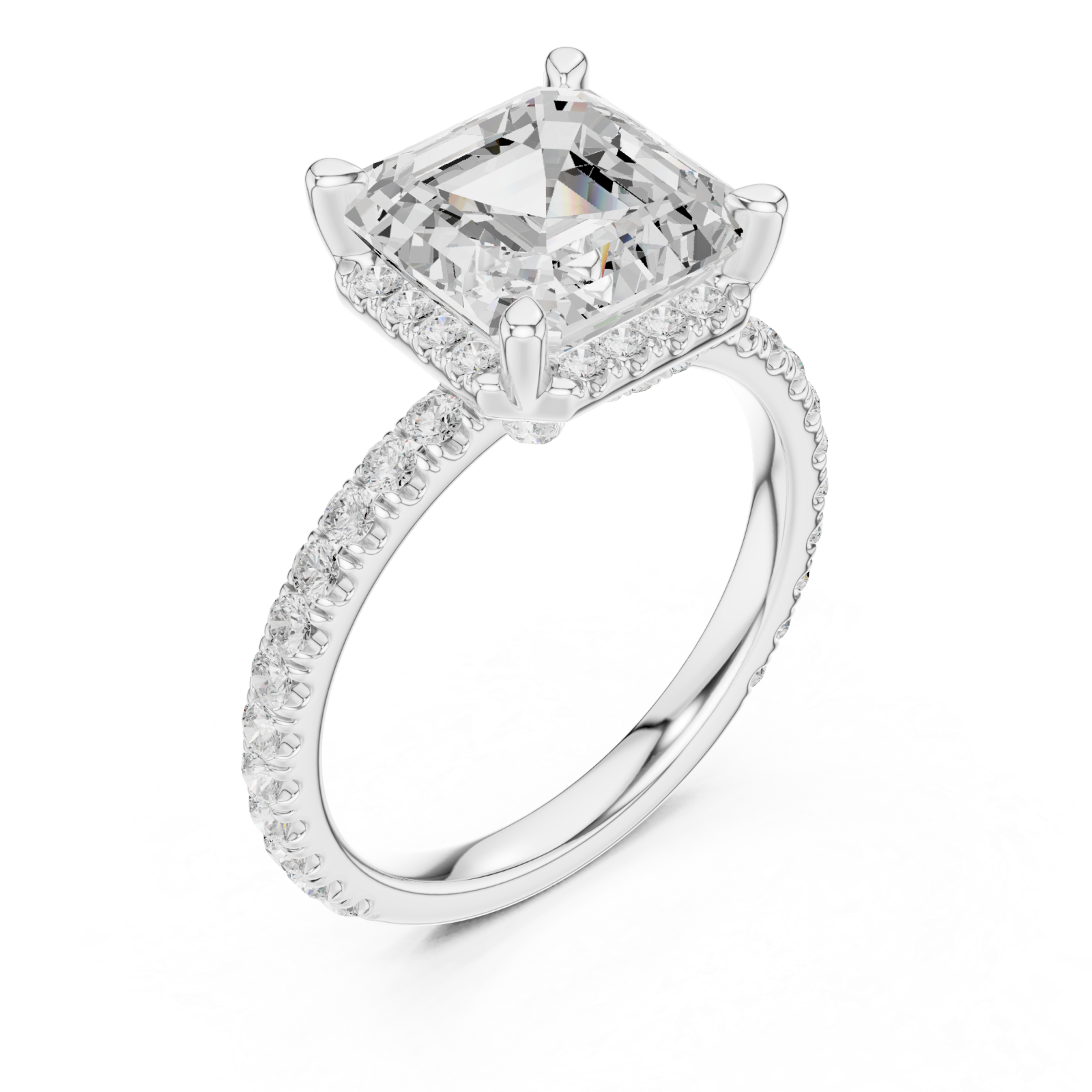  White Gold Lustrous Grandeur Halo Ring Right View