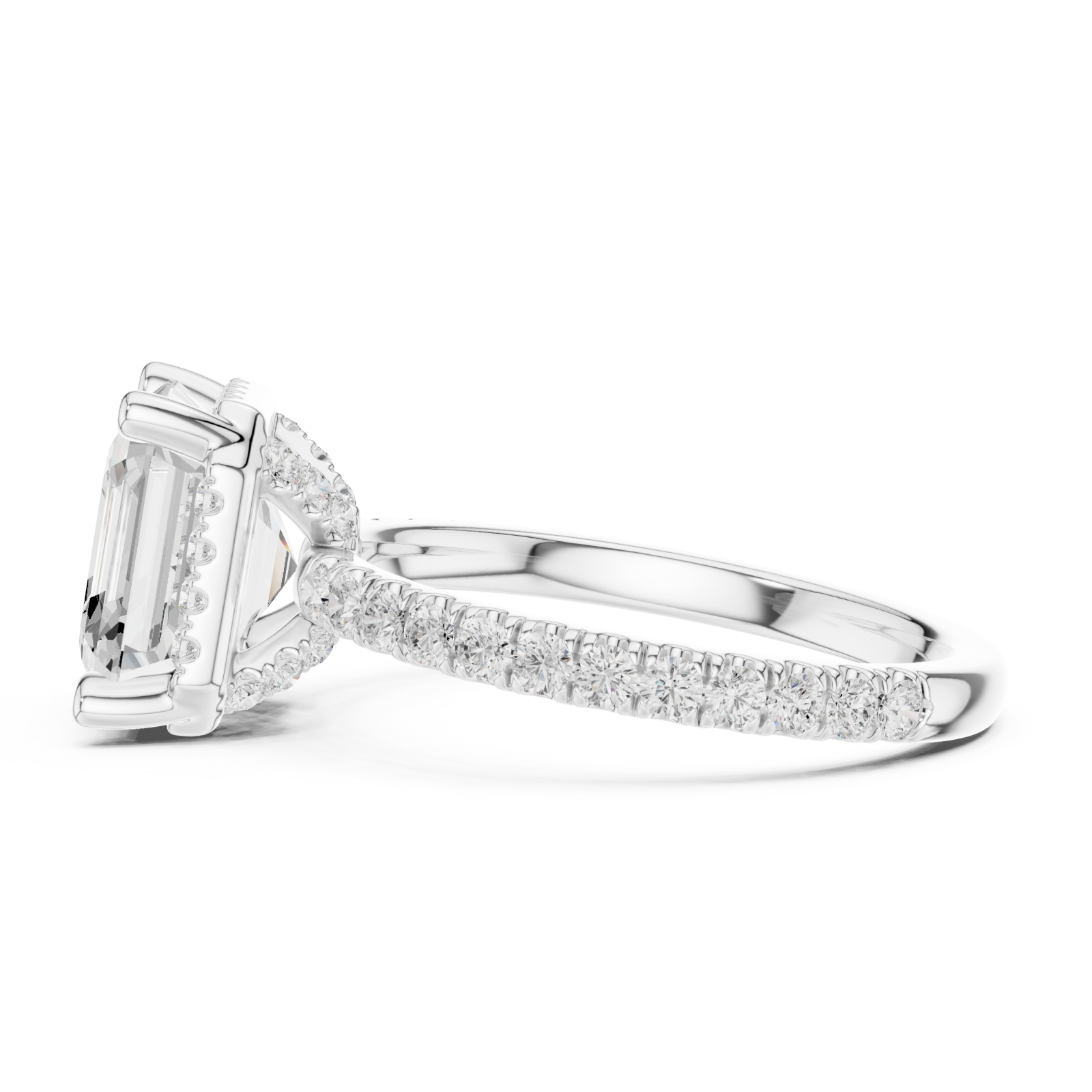  White Gold Lustrous Grandeur Halo Ring Side View