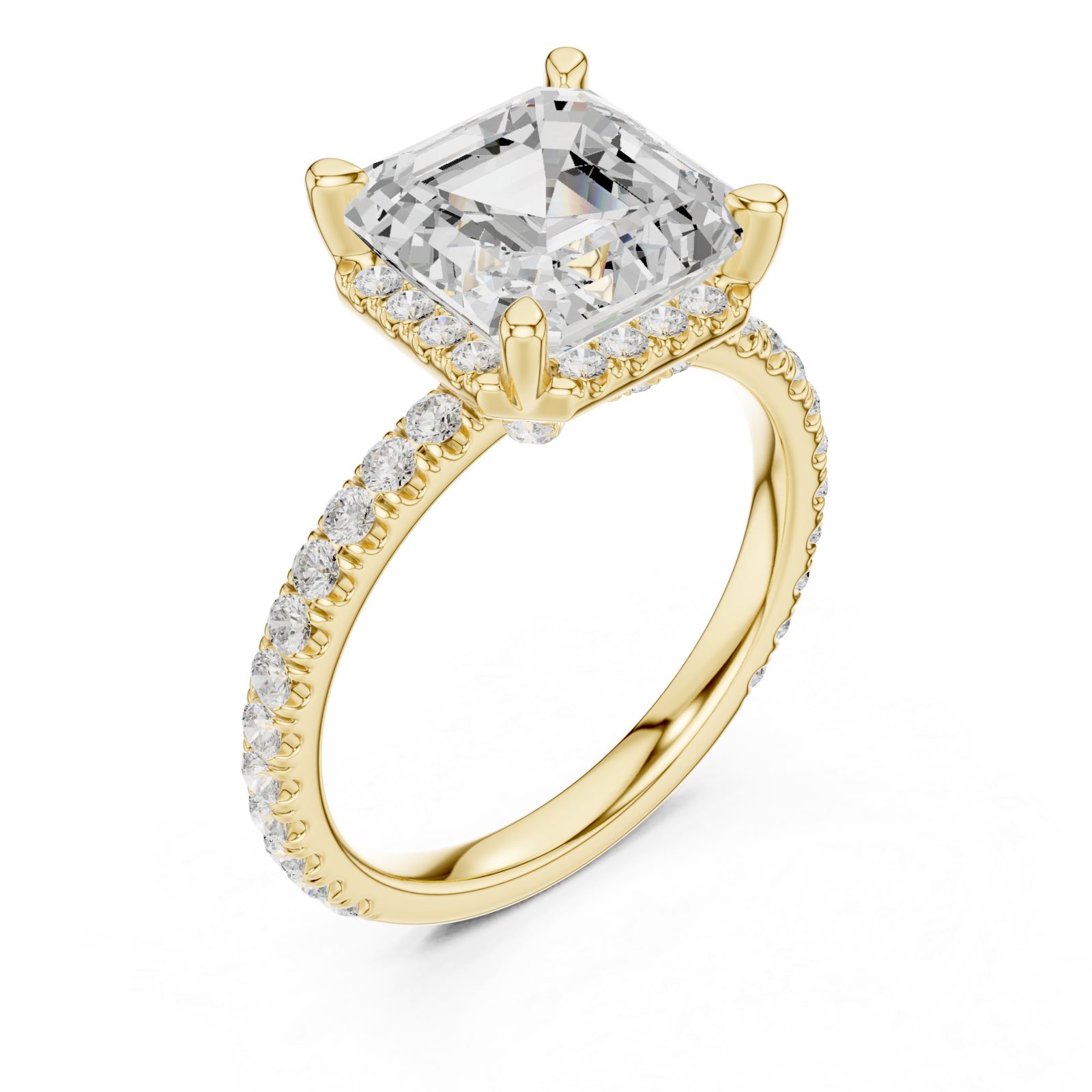 Gold Lustrous Grandeur Halo Ring Right View