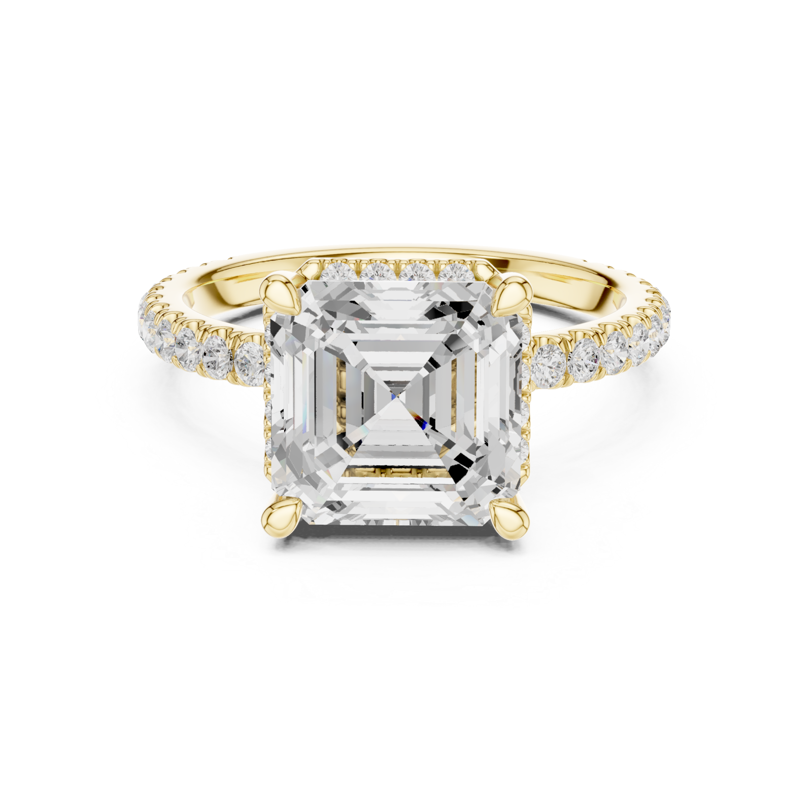  Gold Lustrous Grandeur Halo Ring Front View