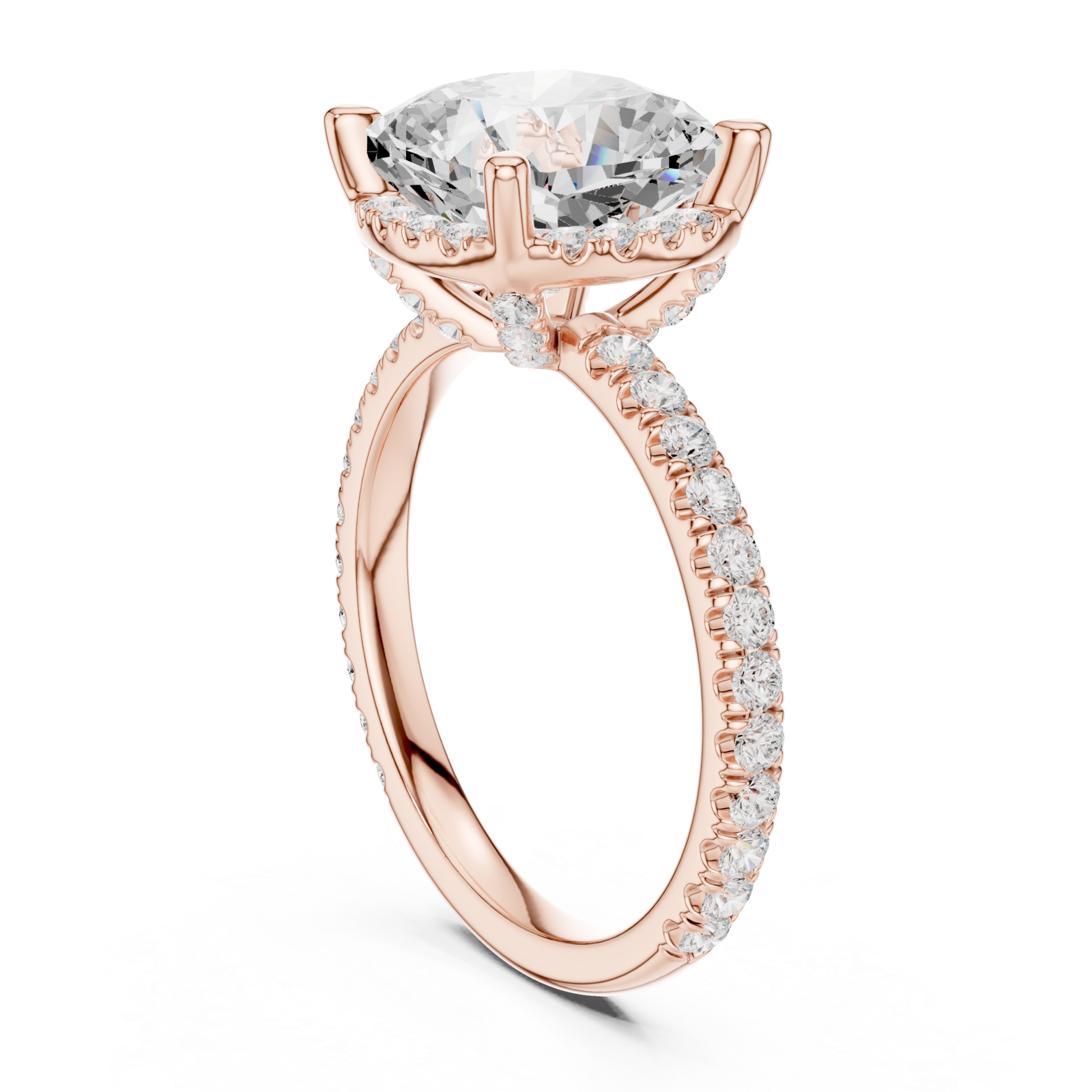  Rose Gold Enchanted Blossom Halo Setting Band Left View