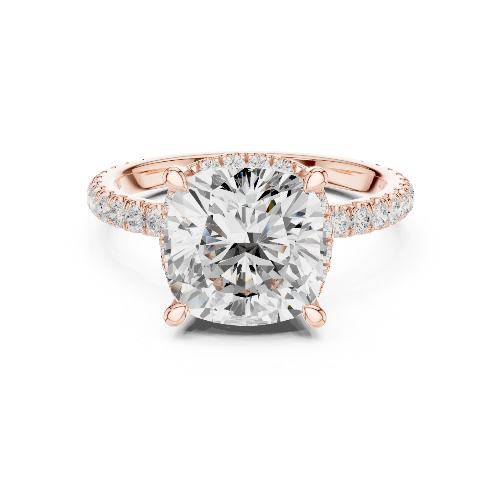 Rose Gold Enchanted Blossom Halo Setting Band Front View
