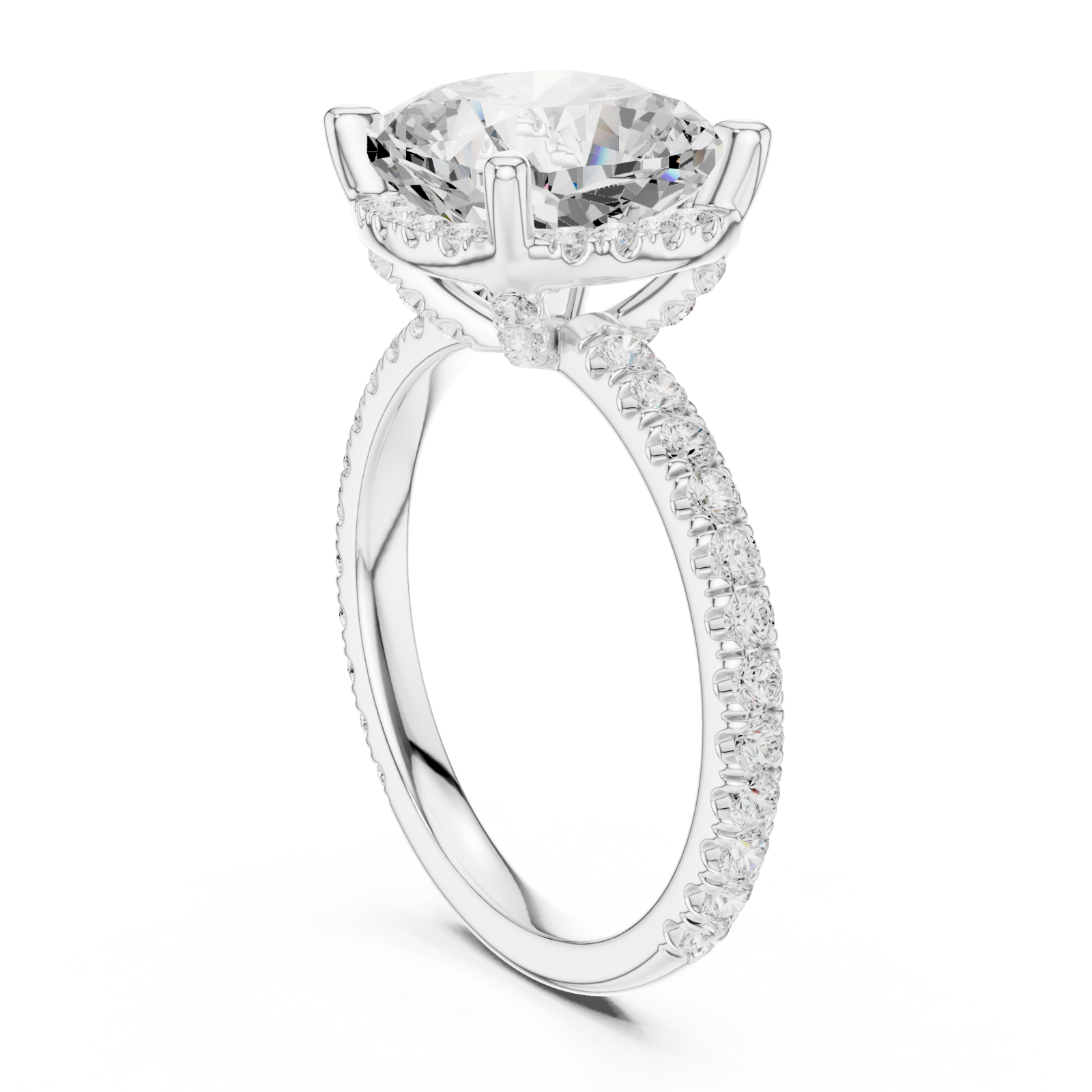  White Gold Enchanted Blossom Halo Setting Band Left View