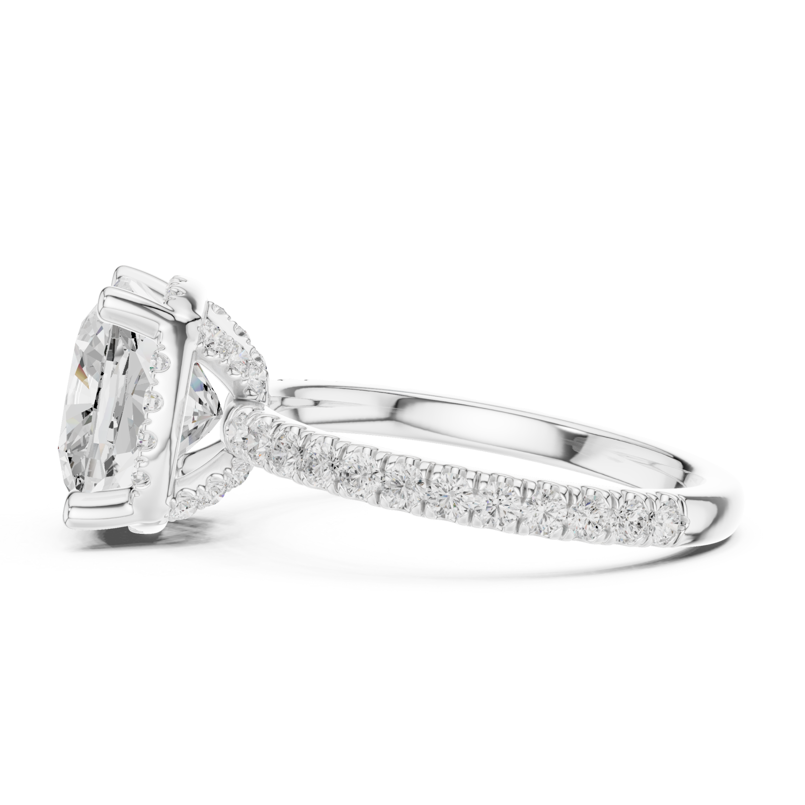 White Gold Enchanted Blossom Halo Setting Band Side View
