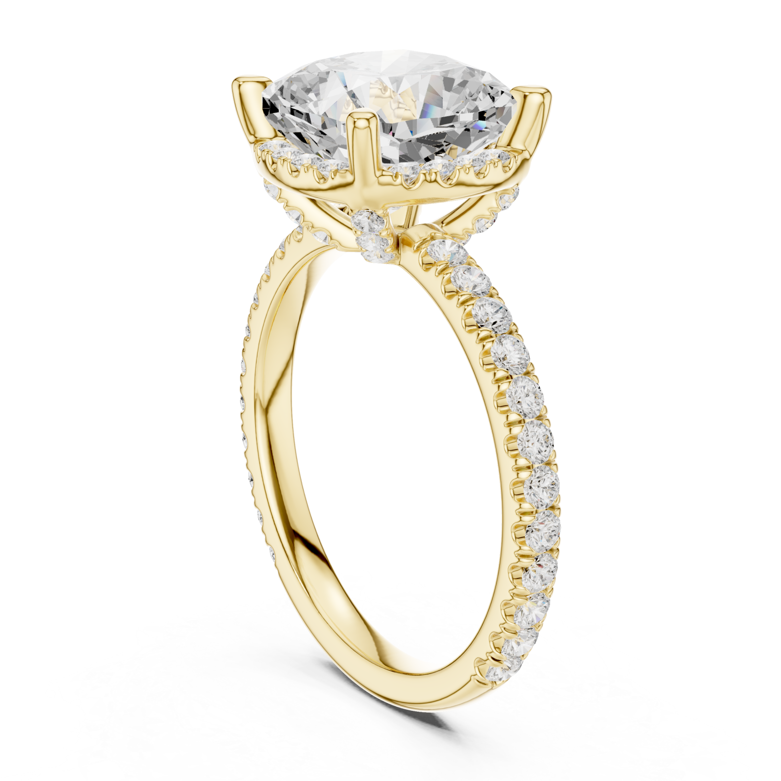  Gold Enchanted Blossom Halo Setting Band Left View