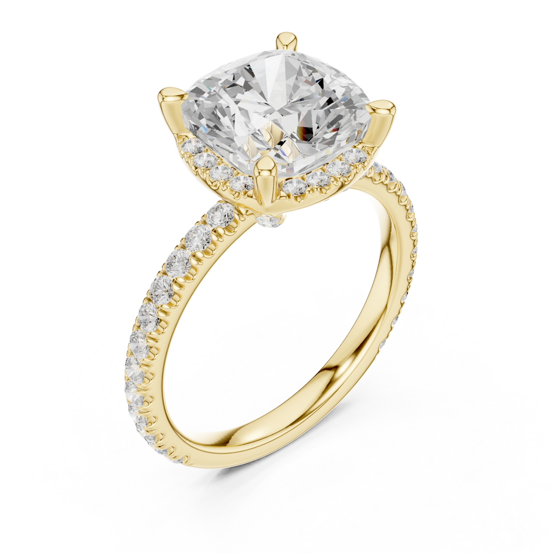 Gold Enchanted Blossom Halo Setting Band Right View