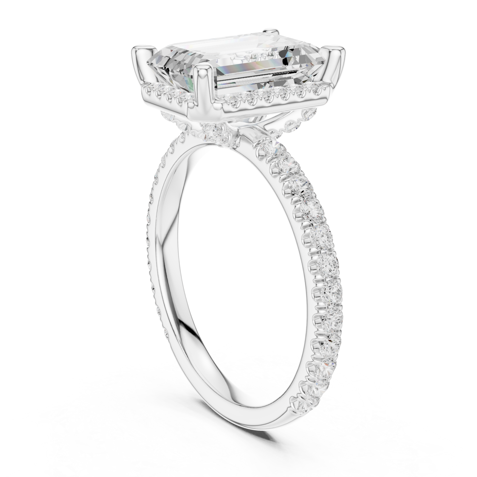  White Gold Lustrous Empress Solitaire Ring Left View